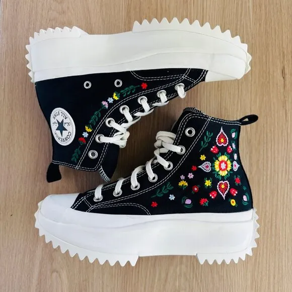 ⭐Converse Run Star Hike Hi Size 5 Men's Shoes Platform Floral Embroidery A02192C