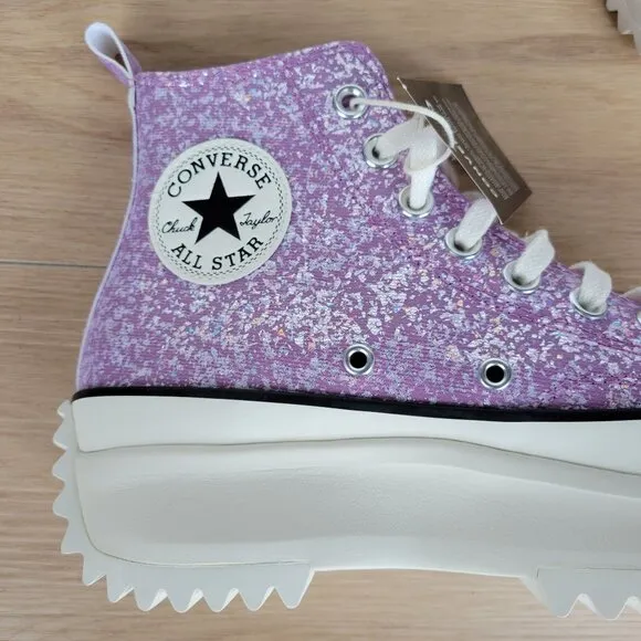 ⭐Converse Run Star Hike Hi Women Shoes Size 9.5 Purple Glitter Platform A10096C⭐