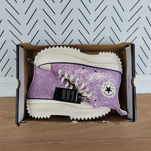 ⭐Converse Run Star Hike Hi Women Shoes Size 9.5 Purple Glitter Platform A10096C⭐