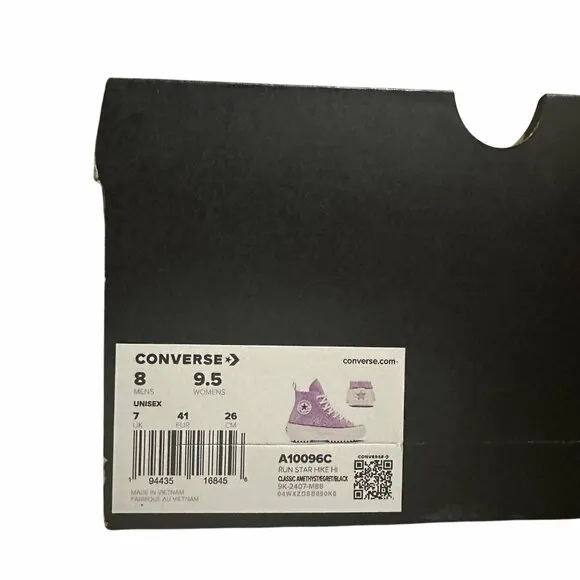 ⭐Converse Run Star Hike Hi Women Shoes Size 9.5 Purple Glitter Platform A10096C⭐