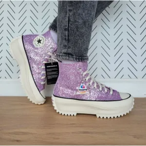 ⭐Converse Run Star Hike Hi Women Shoes Size 9.5 Purple Glitter Platform A10096C⭐