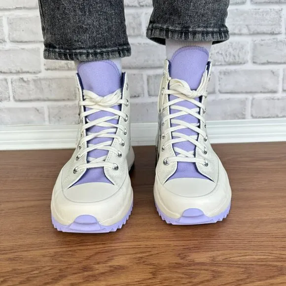 ⭐Converse Run Star Hike Platform Color Pop 7.5 Women Shoes Beige Purple A16188C