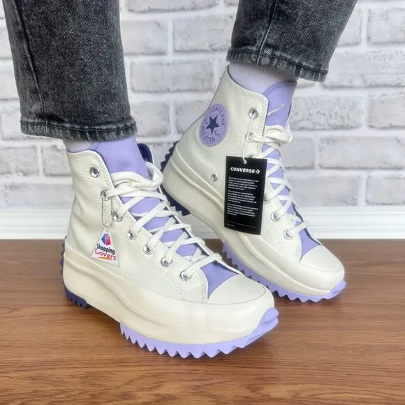 ⭐Converse Run Star Hike Platform Color Pop 9 Women's Shoes Beige Purple A16188C