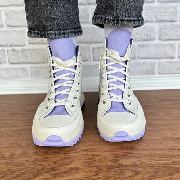 ⭐Converse Run Star Hike Platform Color Pop 9 Women's Shoes Beige Purple A16188C