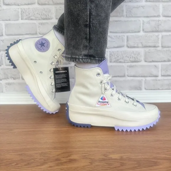 ⭐Converse Run Star Hike Platform Color Pop 9 Women's Shoes Beige Purple A16188C