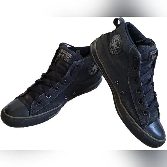 Converse Unisex High-Top Black on Black Chuck Taylor All Star Sneakers Shoes