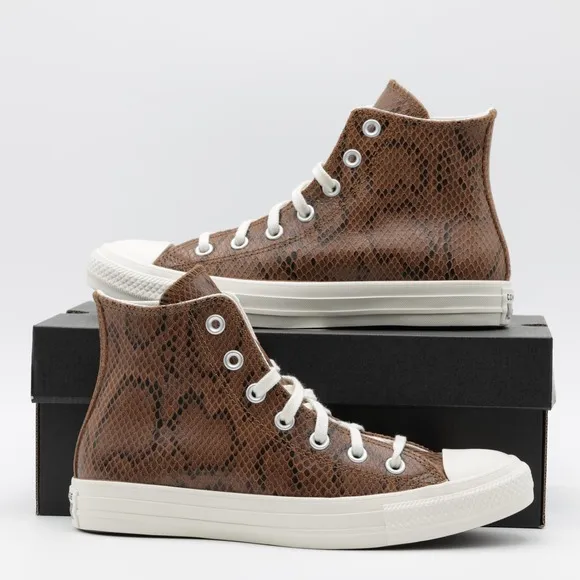 Converse Women's Chuck Taylor All Star Snakeskin Print Shoes Black/Brown Size 9