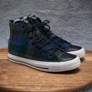 Converse x Woolrich Chuck Taylor All Star Plaid Blue Green 153835C Women's Sz 5