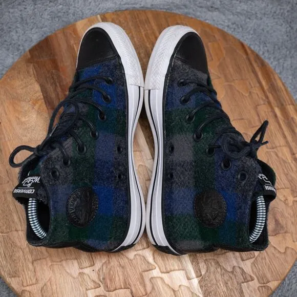 Converse x Woolrich Chuck Taylor All Star Plaid Blue Green 153835C Women's Sz 5