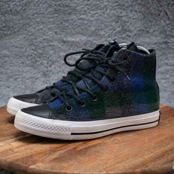 Converse x Woolrich Chuck Taylor All Star Plaid Blue Green 153835C Women's Sz 5