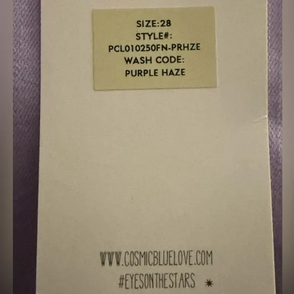 Cosmic Blue Love High Rise Skinny Ankle Crop Jeans Purple Haze Size 28