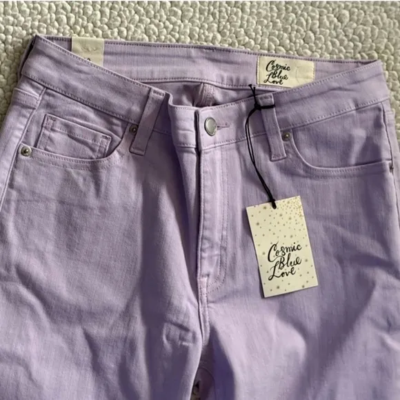 Cosmic Blue Love High Rise Skinny Ankle Crop Jeans Purple Haze Size 28