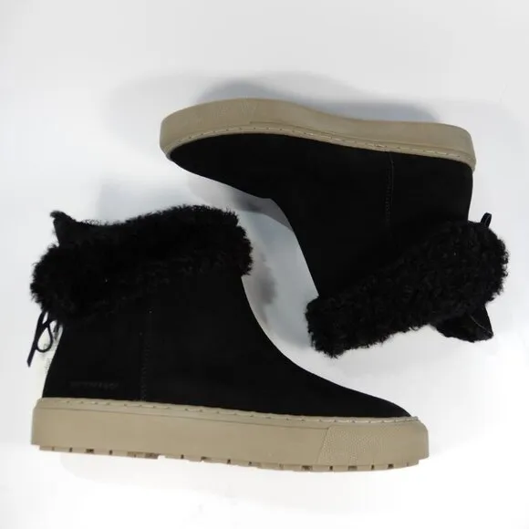 Cougar Devon Waterproof Pull On Booties Boots Size 8 Black Suede Cozy Lined NEW