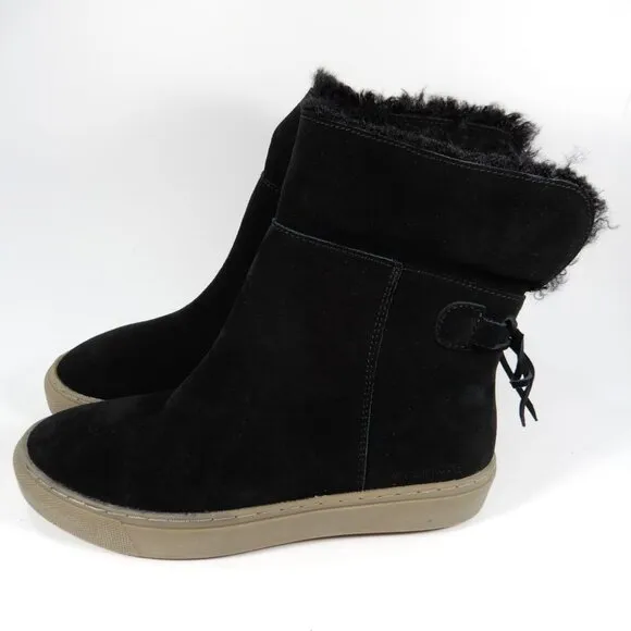 Cougar Devon Waterproof Pull On Booties Boots Size 8 Black Suede Cozy Lined NEW