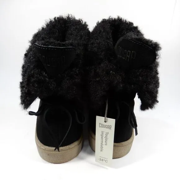 Cougar Devon Waterproof Pull On Booties Boots Size 8 Black Suede Cozy Lined NEW