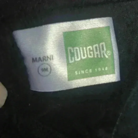Cougar Marni Insulated Black Mid Calf Suede Zip Up Chunky Heel Boots Size 9M