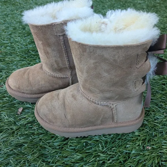 Cozy Tan Kids Boots with Bow Accents