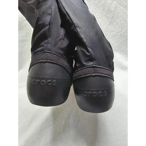 Crocs CLAIRE Women's Size 7 Black Insulated Waterproof Rain Snow Pull On BOOTS