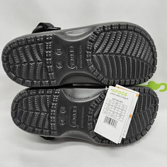 Crocs Mens Size 10 Yukon Vista II LiteRide Clogs Comfort Adjustable Black New
