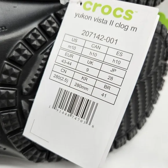 Crocs Mens Size 10 Yukon Vista II LiteRide Clogs Comfort Adjustable Black New