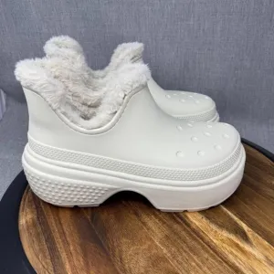 Crocs Stomp Shorty Boots Women's Size 10 Lined Warm Winter White