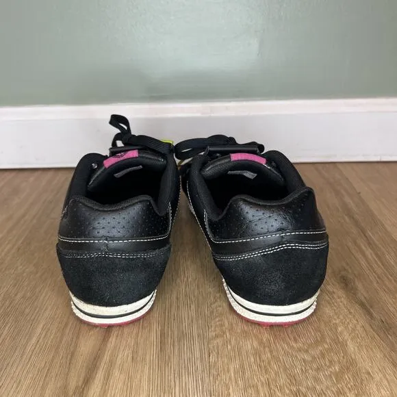 Crocs Women 8.5 Karlene Golf Shoes Black Pink Leather Comfort Spikeless 15370
