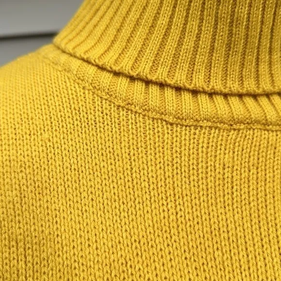 Crossover Turtleneck Pullover Knit Duster - Mustard Yellow