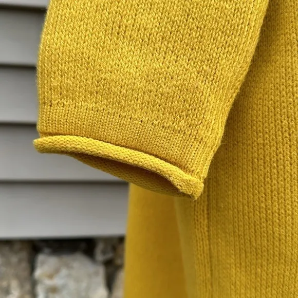 Crossover Turtleneck Pullover Knit Duster - Mustard Yellow