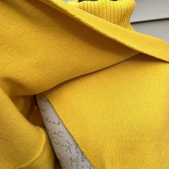 Crossover Turtleneck Pullover Knit Duster - Mustard Yellow