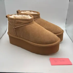 CUSHIONAIRE Hippy Women’s Platform Ankle Boots SIZE 6 CHESTNUT