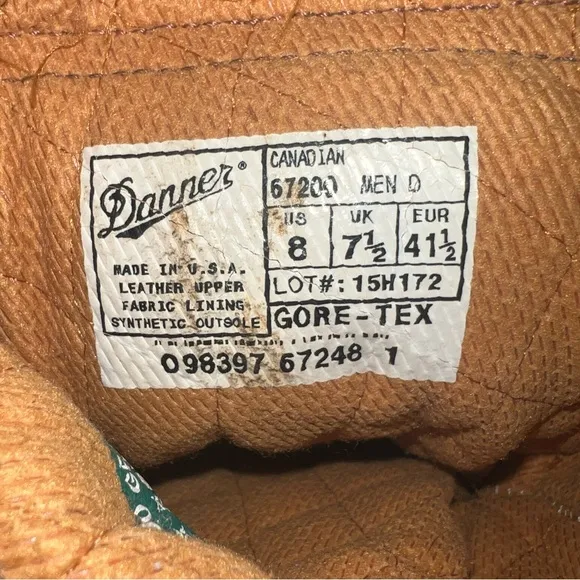 Danner Canadian Brown Leather 600G Insulated Gore-Tex Boots Mens size 8 D 67200