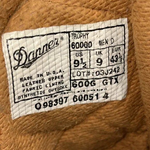 Danner Trophy 10&quot; Men's 9.5 D Gore Tex Boot Made in USA Insulated 600G 60000