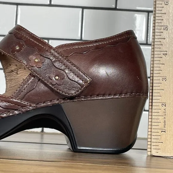 Dansko Harlow Womens Size EU 40 Shoes Brown Leather Mary Jane Comfort Clog