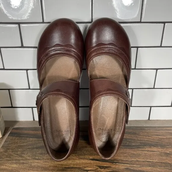Dansko Harlow Womens Size EU 40 Shoes Brown Leather Mary Jane Comfort Clog