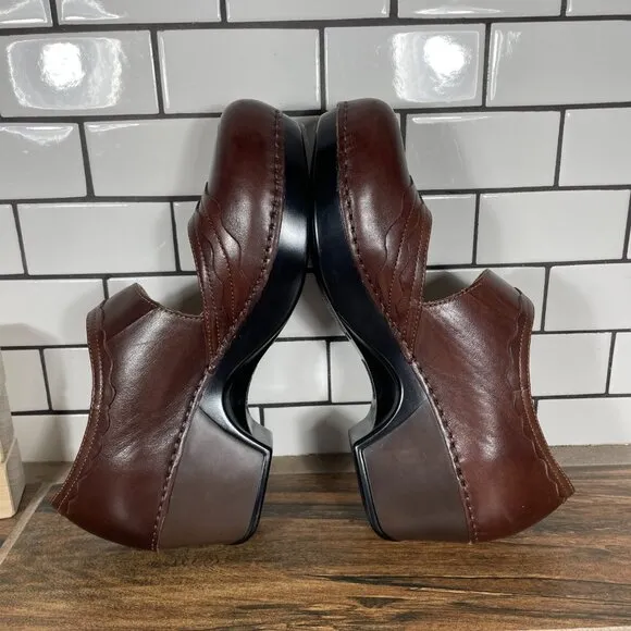 Dansko Harlow Womens Size EU 40 Shoes Brown Leather Mary Jane Comfort Clog