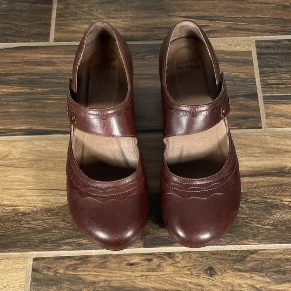 Dansko Harlow Womens Size EU 40 Shoes Brown Leather Mary Jane Comfort Clog
