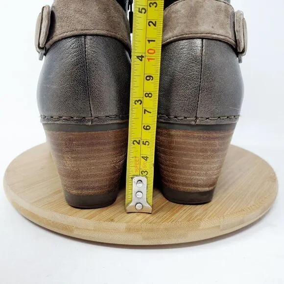 Dansko Shirley Ankle Boots Womens 38 Brown Suede Wedge Buckle Comfort Shoes