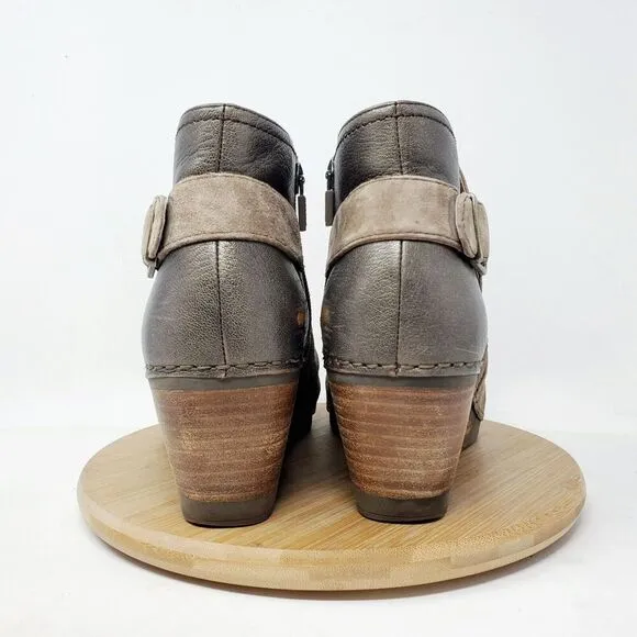 Dansko Shirley Ankle Boots Womens 38 Brown Suede Wedge Buckle Comfort Shoes