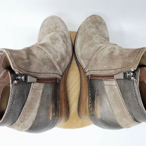 Dansko Shirley Ankle Boots Womens 38 Brown Suede Wedge Buckle Comfort Shoes