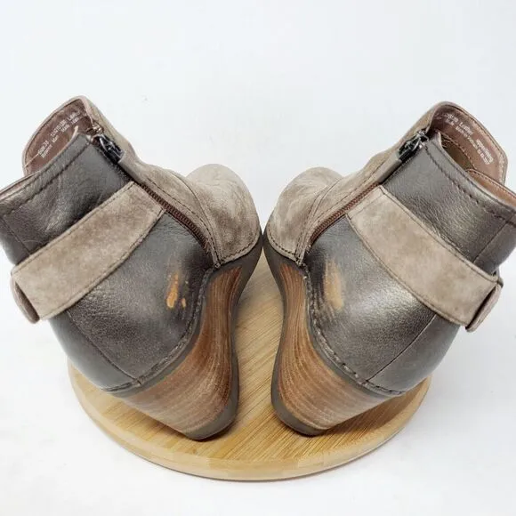 Dansko Shirley Ankle Boots Womens 38 Brown Suede Wedge Buckle Comfort Shoes