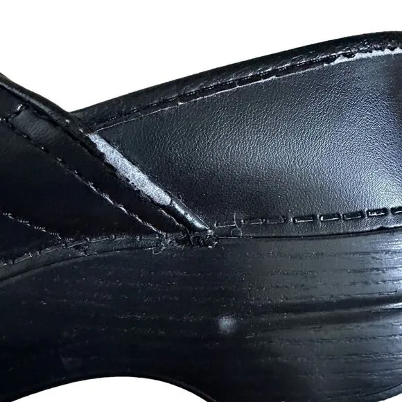 Dansko Womens Professional Comfort Leather Mule Clogs Shoes Black Sz 37