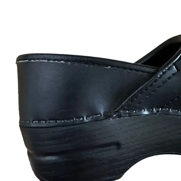 Dansko Womens Professional Comfort Leather Mule Clogs Shoes Black Sz 37