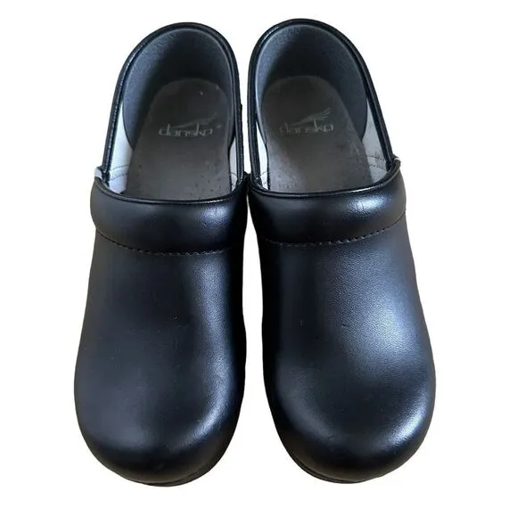 Dansko Womens Professional Comfort Leather Mule Clogs Shoes Black Sz 37