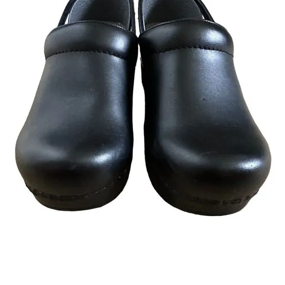 Dansko Womens Professional Comfort Leather Mule Clogs Shoes Black Sz 37
