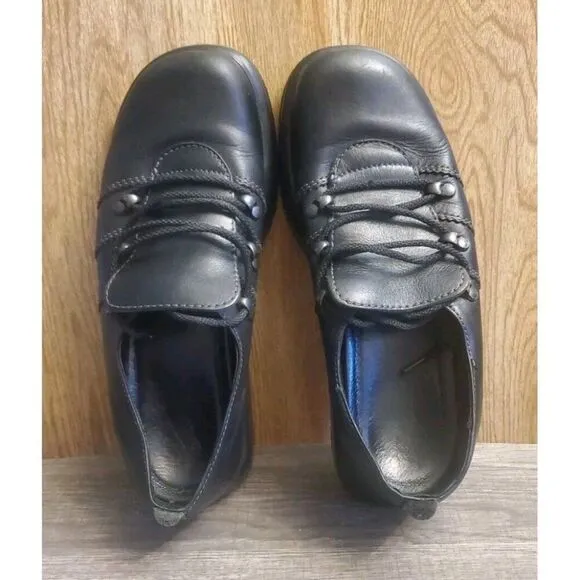 Dansko Janika Oxford Lace Up Clog Comfort Shoes Womens Size 40 US 9.5-10 Black