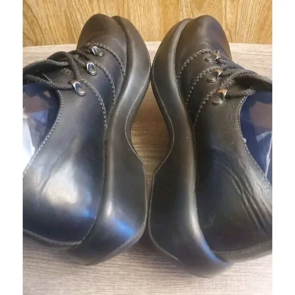 Dansko Janika Oxford Lace Up Clog Comfort Shoes Womens Size 40 US 9.5-10 Black