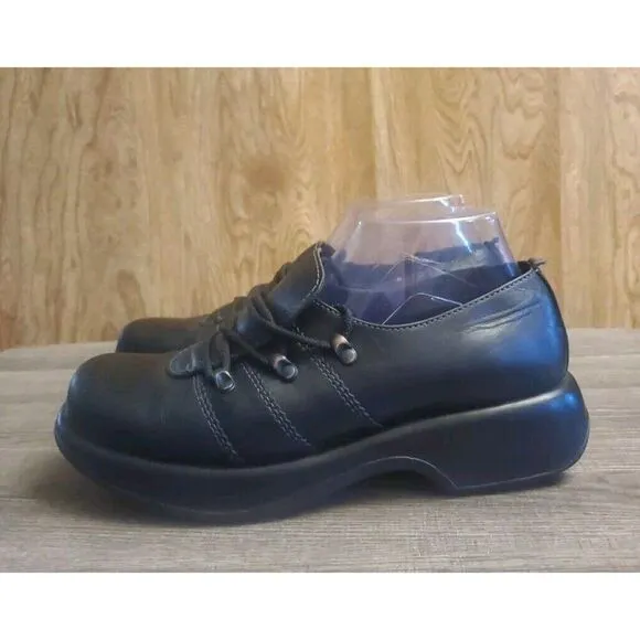 Dansko Janika Oxford Lace Up Clog Comfort Shoes Womens Size 40 US 9.5-10 Black