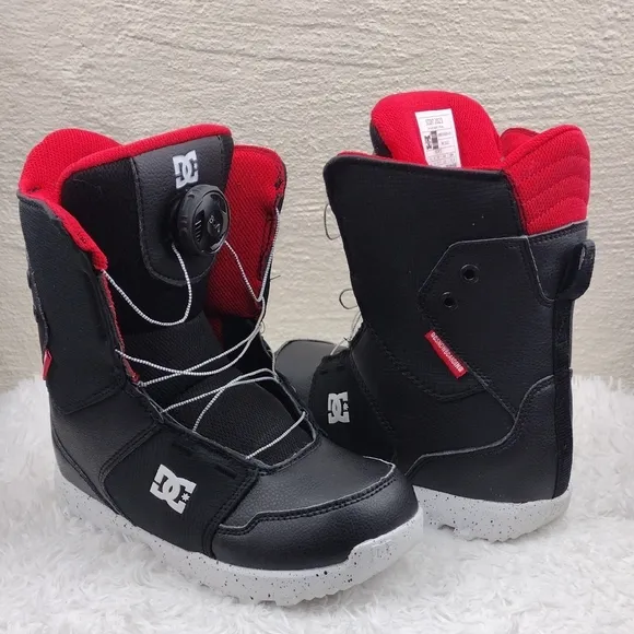 DC Scout 2023 Black Red Vegan Leather BOA Lace Up Built-In Lining Snowboard Boot
