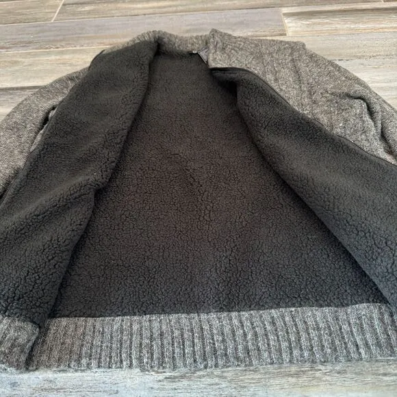 Denim &amp; Company Dad Shacket Gray Teddy Lined Warm Winter Jacket Classic Style