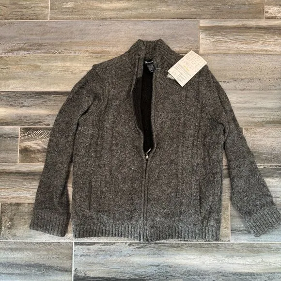 Denim &amp; Company Dad Shacket Gray Teddy Lined Warm Winter Jacket Classic Style